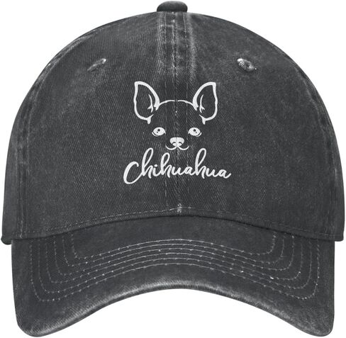 Chihuahua Dog Art Vintage Distressed Adjustable Washed Denim Mens Dad Trucker Hat Baseball Ball Cap for Men in Kuwait