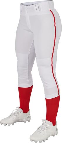 CHAMPRO boys Low-rise Youth Softball With Tournament Traditional Low Rise Pant w/Braid, Black, Scarlet Pipe, X-Large US in Kuwait