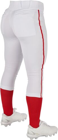CHAMPRO boys Low-rise Youth Softball With Tournament Traditional Low Rise Pant w/Braid, Black, Scarlet Pipe, X-Large US in Kuwait
