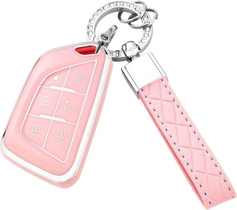 Key Fob Cover with Keychain for Cadillac 2020 2021 2022 ATS CT5 CT6 XT4 XT5 XTS Soft TPU Car Smart Keys Case in Kuwait