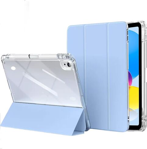 Compatible with iPad (A16) 11 Inch 11th Generation Case 2025 and for iPad 10th Generation Case 10.9 inch 2022, Clear Back Slim Trifold Stand with Pencil Holder Auto Wake/Sleep, Blue in Saudi Arabia