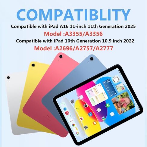 Compatible with iPad (A16) 11 Inch 11th Generation Case 2025 and for iPad 10th Generation Case 10.9 inch 2022, Clear Back Slim Trifold Stand with Pencil Holder Auto Wake/Sleep, Blue in Saudi Arabia