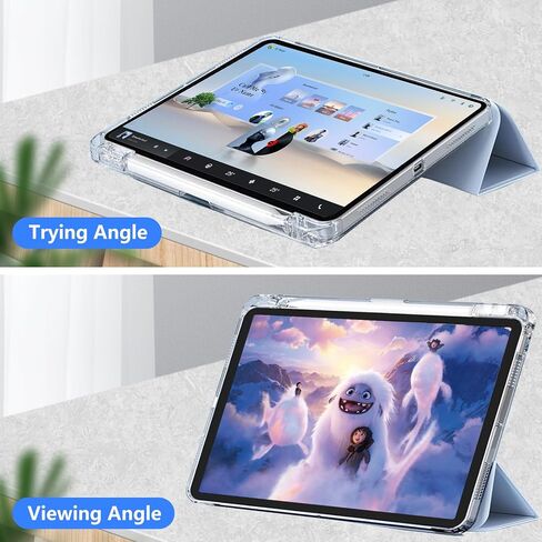 Compatible with iPad (A16) 11 Inch 11th Generation Case 2025 and for iPad 10th Generation Case 10.9 inch 2022, Clear Back Slim Trifold Stand with Pencil Holder Auto Wake/Sleep, Blue in Saudi Arabia