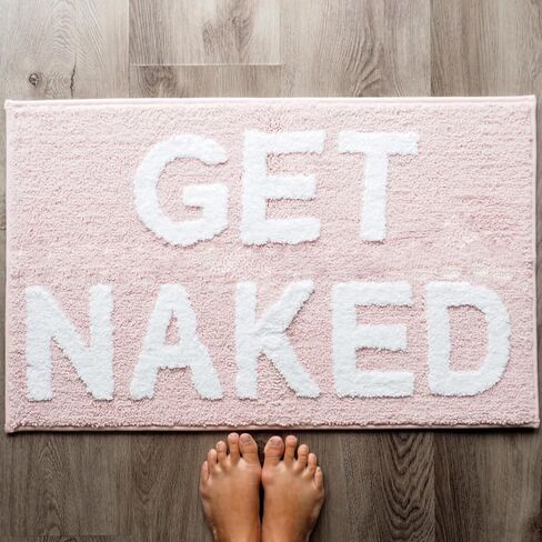 Evovee Get Naked Bath Mat Funny Cute Bathroom Rugs Navy Blue Lavender Get Naked Rug Shower Funny Bathroom Decor Fun Cute Bath Mat Non-Slip Washable in Kuwait