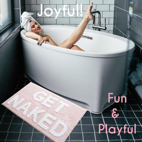 Evovee Get Naked Bath Mat Funny Cute Bathroom Rugs Navy Blue Lavender Get Naked Rug Shower Funny Bathroom Decor Fun Cute Bath Mat Non-Slip Washable in Kuwait