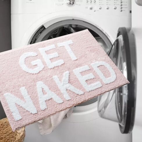 Evovee Get Naked Bath Mat Funny Cute Bathroom Rugs Navy Blue Lavender Get Naked Rug Shower Funny Bathroom Decor Fun Cute Bath Mat Non-Slip Washable in Kuwait