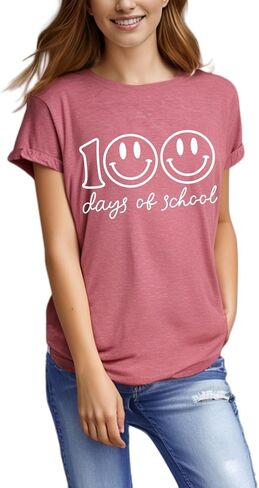 100 يوم من المدرسة قميص المعلم تي شيرت للنساء 100 يوم من المدرسة قمصان المعلم هدايا المعلم الحياة الجرافيك المحملة in Kuwait