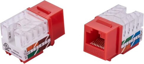 20 PCS CAT6 Keystone Jack ، 110 Punch Down ، 8p8c ، 45 ° Angled ، T568A/B متوافق ، مدرجة في UL - لتركيبات شبكة لوحة الحائط وتصحيح (أحمر) in Kuwait