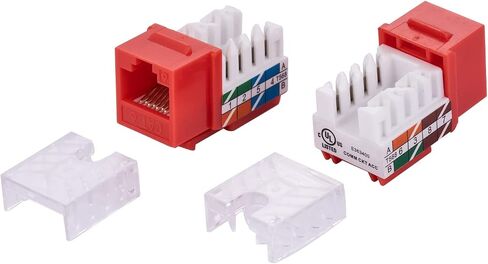 20 PCS CAT6 Keystone Jack ، 110 Punch Down ، 8p8c ، 45 ° Angled ، T568A/B متوافق ، مدرجة في UL - لتركيبات شبكة لوحة الحائط وتصحيح (أحمر) in Kuwait