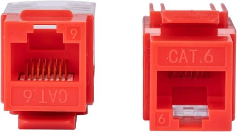 20 PCS CAT6 Keystone Jack ، 110 Punch Down ، 8p8c ، 45 ° Angled ، T568A/B متوافق ، مدرجة في UL - لتركيبات شبكة لوحة الحائط وتصحيح (أحمر) in Kuwait