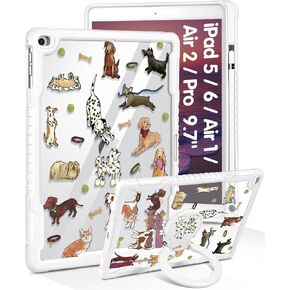 for iPad 5th/6th Gen, Air1/ Air2, Pro 9.7 Inch Case - Women Cute Girls with Stand & Pencil Holder Cover Girly Flower Protective Hard Funda for iPad 6/5 Generation, Air 1st/2nd, Pro 9.7 Cases