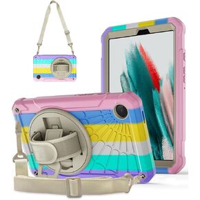 علبة Samsung Galaxy Tab A9 8.7 بوصة 2023 ، 360 درجة من الحامل الدوار ، حزام يدوية وحزام الكتف لجهاز Tablet Samsung A9 (SM-X110/X115/X117) (أسود)