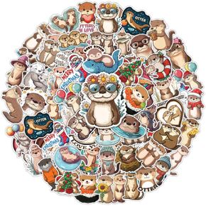 64 Pcs Otter Stickers, Sea Otter Sticker Waterproof Decal for Water Bottles Laptop Luggage Computer Scrapbooking Teens Adults Girls Funny Birthday Decorations