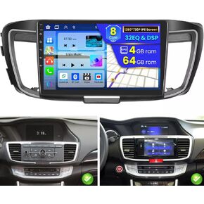 8Core 4+64G Car Stereo for Honda Accord 2013-2016 with Wireless Apple Carplay Android Auto, Android 13 10.1 inch 1280*720 Touch Screen Car Radio with GPS WiFi BT 5.0 DSP FM RDS Radio SWC Backup Camera