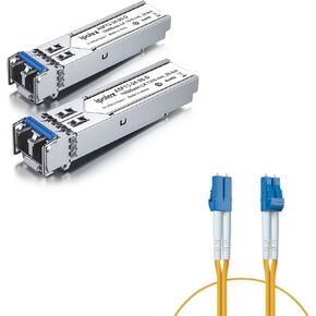 2 Pack 1000Base-LX/LH SFP Transceiver and 1 Pack LC to LC Fiber Patch Cable Single Mode Duplex - 1m(3ft) - OS2