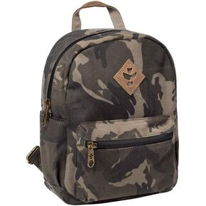 Revelry Shorty Smell Proof Small Backpack Lockable Water-Resistant with Carbon Filter System - 7.4 L (Camo Brown)