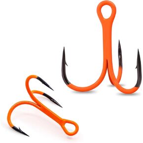 Fishing Treble Hooks, 10pcs Triple Hooks High Carbon Steel Brabed Sharp, Replacement Hooks on Hard Lures for Freshwater Saltwater