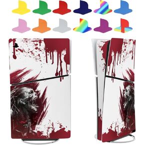 PlayVital Blood Zombie Full Set Skin Sticker for ps5 Slim Console Digital Edition+12 PCS Logo Underlay Sticker for ps5 Slim Console