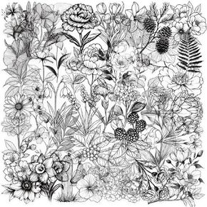 Vintage Black and White Flowers Plants Aesthetic Stickers for Scrapbook, 50PCS Retro Flowers Transparent Waterproof Stickers for Water Bottle,Laptop,Journal,Floral&Leaf Decals for Girls,Adults (Black)