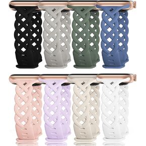 Slim Silicone Bands Compatible with Apple Watch Band 40mm 38mm 41mm 42mm 44mm 45mm 49mm Women,Breathable Braided Lace Thin Soft Sport Strap Replacement Wristbands for iWatch SE Series 9 8 7 6 5 4 3 2…