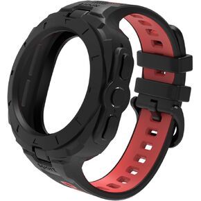 نينكي سيليكون فرقة متوافقة مع Samsung Galaxy Watch Ultra 47mm Bands with Wumper Case 2024 ، Sportbroof Sport Admable No Gap Wristband for Galaxy Watch 7 Ultra 47mm Strap with Cover Men - Black