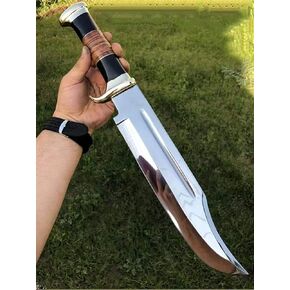 Delta Hand Forged Crocodile Dundee Bowie Knife with Leather Sheath – Hunting & Camping Fixed Blade Knife – Best Gift bowie knife for men