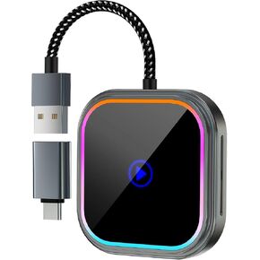 محول CarPlay اللاسلكي لـ Apple iPhone iOS 10+/Android/Outo Carplay Cars ، يحول سلكية إلى سيارات Dongle اللاسلكية لمكافحة التحكم اللاسلكية والتشغيل من 2017 iOS 10+ إلى شاشة w/USB C