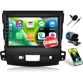 2+64G Car Stereo Radio for Mitsubishi Outlander 2006-2012 with Wireless Carplay Android Auto MirrorLink, Android 13 Head Unit, 9" HD Touch Screen Bluetooth Car Radio with GPS WiFi FM AHD Backup Camera