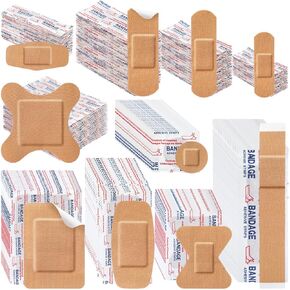 Geiserailie 300 Pcs Adhesive Bandages Family Variety Pack Fabric and Waterproof Assorted Bandages Bulk Sterile Individually Wrapped Bandages for First-Aid, Scrapes, Fingers (Flexible Fabric Bandage)