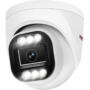 4K 8MP Security Dome Camera Smart Dual Light PoE Turret IP Camera Outdoor Indoor 2.8mm 106°Wide Angle Lens AI Human Detection Color Night Vision One-Way Audio IP67 Waterproof Compatible for NVR