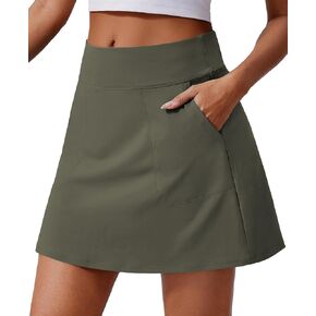 PINSPARK 18" Golf Skorts for Woman High Waisted Tennis Skirt UPF 50+ Athletic Skort Skirts with 4 Pockets Workout Pickleball in Saudi Arabia