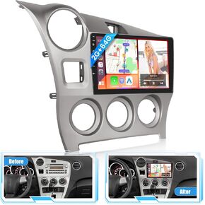 Hikity Stereo for Toyota Matrix LHD 2009-2014 Wireless Carplay Android Auto, 9 Inch Touch Screen Android 13 Car Radio with GPS WiFi BT FM/RDS Backup Camera SWC [2G+64G]