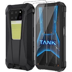 8849 Tank 3 Pro Phone Case, Anti-Slip Soft Silicone Protective Case Cover Black, Shockproof Durable TPU Phone Cover for Tank 3 Pro(with 2-Pack Screen Protector)
