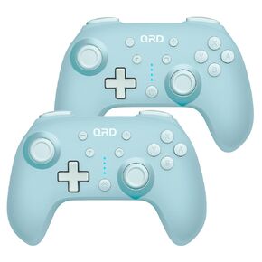 QRD 2 Pack Wireless Controller, Junior E5 Mini Controller for Switch Lite OLED Pro PC, Blue