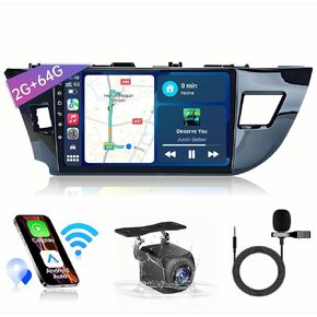 8 Core 4G+32G Car Radio Stereo for Toyota Corolla 2014 2015 2016 : 10 Inch 1280x800 Resolution Touchscreen Upgrade Wireless Carplay Android Auto 5G WiFi GPS Backup Camera GPS FM SWC