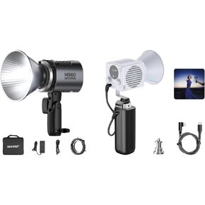 NEEWER MS60 LED Video Light with 2.4G/APP Control, 65W 5600K Daylight Mini COB Continuous Output Lighting, 40000lux/1m, CRI 97+/TLCI 98+, 9 Scenes, 5000mAh Basic Battery Grip Power Supply Included