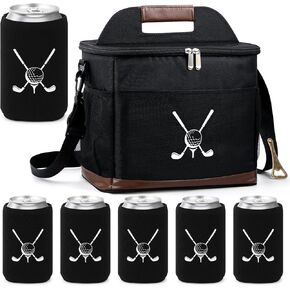 Golf Cart Cooler Bag Insulated with 6 Beer Can Coolers Sleeves 16L Large Leakproof Lunch Bag with Bottle Opener Ice Cooling Holds for Golf Push Cart Camping Hiking