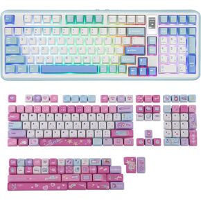 Vibe99 Wireless Gaming Keyboard with KiiBOOM X Elyxirine Digital Dreams: Pastel Y2K Keycap Set