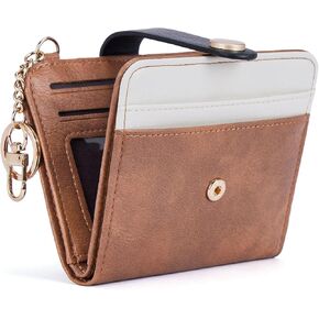 POIUGOYA Slim Wallet for Women,RFID Blocking Bifold Credit Card Holder with Zipper Coin Pocket,ID Window,Keychain