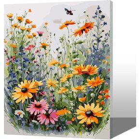 MAXBYE Sunflower Paint by Numbers Kit for Adults Beginner with Wooden Frame, DIY Flower Acrylic Paint by Numbers Kits on Canvas, Color by Numbers Painting Artwork for Home Wall Decor 12X16inch
