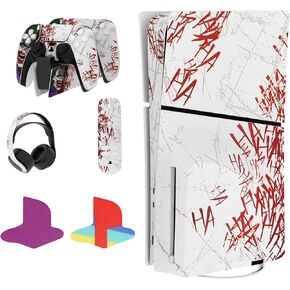 PlayVital Clown Hahaha Full Set Skin Sticker for ps5 Slim Console Disc Edition+12 PCS Logo Underlay Sticker for ps5 Slim Console