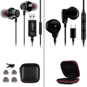 USB Headset with Microphone for PC and USB C Headphones