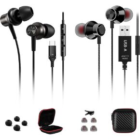 USB Headset with Microphone for PC and USB C Headphone