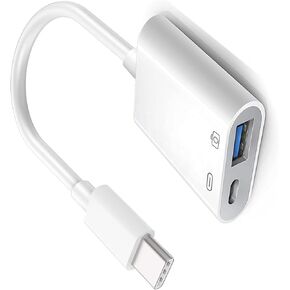 Adapter is Compatible with USB C to USB Camera Adapter with Charging Port, Compatible with iPhone 16/16 Plus/16 Pro/15/15 Plus/15 Plus/15 Pro to USB Flash Drive U Disk Keyboard and Mouse