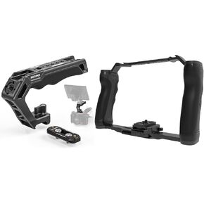 NEEWER Top Handle and NATO Rail Kit, Comfort Silicone Grip with Quick Release NATO Clamp, 3 Cold Shoes and 1/4" 3/8" ARRI Threads, Video Camera Cage Rig with Arca Type Quick Release Plate Included