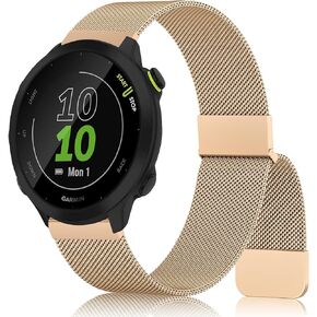 Meliya for Garmin Forerunner 55 / Forerunner 245 / Forerunner 165 / Forerunner 645 Watch Band, 20mm Stainless Steel Metal Replacement Strap for Garmin Forerunner 245 645 Music Smart Watch for Men Women