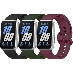 3 PACK Silicone Bands Compatible with Samsung Galaxy Fit 3 Band Women Men, Soft Adjustable Sport Replacement Watch Strap for Samsung Galaxy Fit 3 Smartwatch Accessories