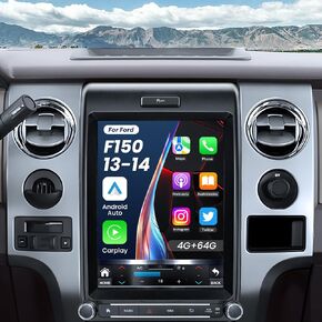 Ford F-150 2013-2014 Android Car Stereo – 12.1" Touchscreen Head Unit, 4GB+64GB, 5G WiFi, Wireless CarPlay & Android Auto, GPS Navigation, RDS High-Fidelity Sound, Bluetooth, FM/AM, USB, SWC