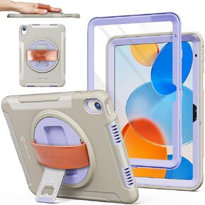 Original Rugged iPad Case for iPad 11 (A16) 11-inch (2025) & iPad 10th Gen 10.9-inch (2022) | 360° Rotating Kickstand, Premium Genuine Leather Hand Strap, Built-in Screen Protector