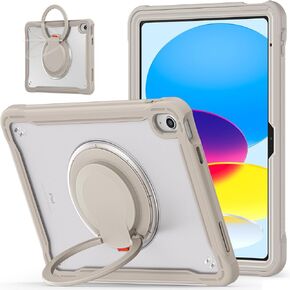 Batianda Ultimate Protective Case for New iPad 11th Generation 11 inch 2025 A16 Chip Sturdy Rugged Shockproof Silicone Tablet Cover with 360° Rotatable Ring Kickstand & Pencil Holder, Khaki